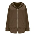 thumbnail image 3 of Cotton 2 Piece Sweatsuits Short Sets Womens Full Zip Hoodie Jacket and Shorts with Pockets Sports Outfits (XL, Brown), 3 of 7
