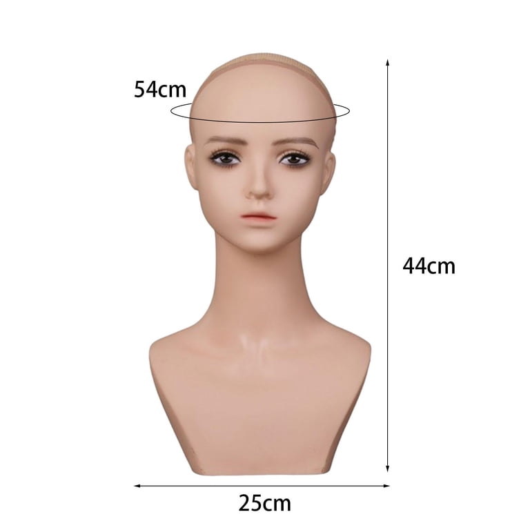 FITYLE Female Bald Mannequin Head PVC Manikin Head Multipurpose