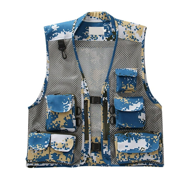 CAROOTU Men Fishing Vest Multi-Pocket Quick Dry Mesh Vest Outdoor Waistcoat