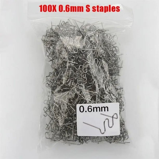 300 Uds soldador de plástico grapadora caliente grapas corrugadas precortadas estándar reparación del cuerpo del parachoques herramientas de soldadura de acero inoxidable de 0,8/0,6mm