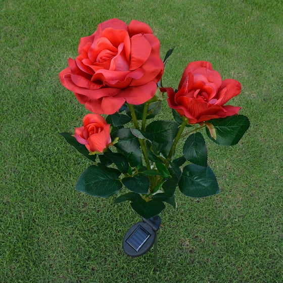 Solar Rose Flower Powered Lamp Outdoor Decorative Solar Rose Flower Powered Lamp Outdoor Decorative Led Lights Red Com
