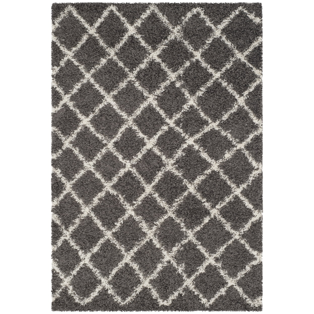 SAFAVIEH Dallas Jerrie Geometric Shag Area Rug, Dark Grey/Ivory, 8'6" x 12'