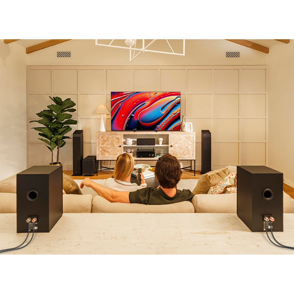 Sony SS-CS5M2 3-Way 3-Driver Hi-res Bookshelf Speakers (Pair) 2025 Bundle with 2-way 3-driver Center Channel Speaker, Deco Essentials 100 foot Speaker Wire Cable, 5-Pair Banana plugs and HDMI 2.0 Cab