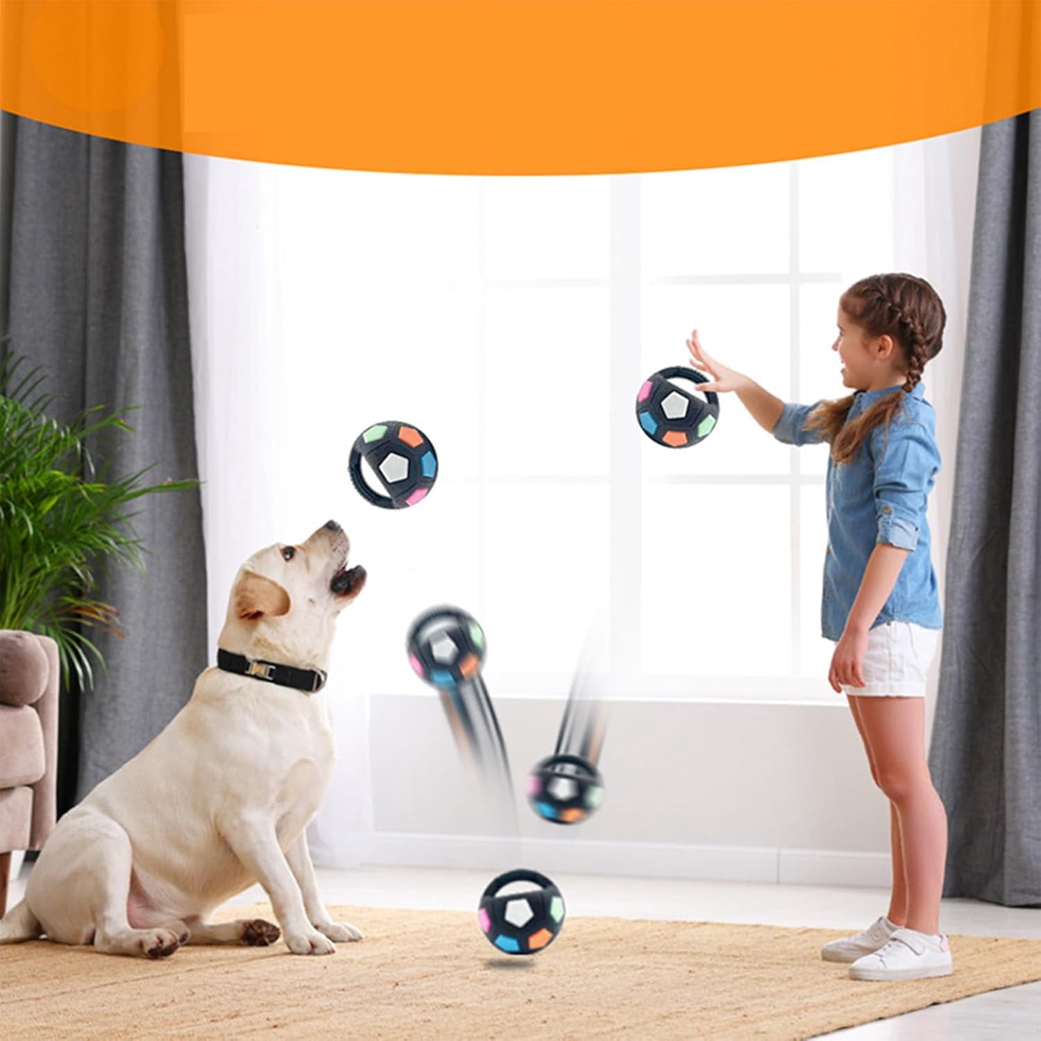 The Calming Ball with Handle, Interactive Toss and Fetch Play, Rubber Material, Squeaky Floating Balls, Chew Toys, Suitable for Dogs