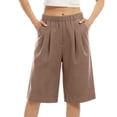 thumbnail image 5 of fheaev Wide Leg Shorts for Women Elastic Waist Knee Length Loose Fit with Pockets Summer Casual Beach Vacation Wear M-3XL, 5 of 6