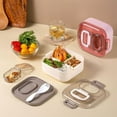 thumbnail image 6 of FastXmas Bento Box for Adult, Portable Lunch Box with 3 Compartments, Reusable Food Container with Utensils & Sauce Jar, BPA-Free Leak-Proof Meal Prep Container Microwave Safe for Work Travel, 6 of 8