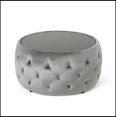 thumbnail image 2 of Upholstered Round Tufted Ottoman With Glass Top, 2 of 8