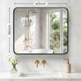 thumbnail image 2 of Gianna Anti-Fog Bathroom Wall Mirror – 36" x 40" Shatterproof Vanity Mirror with Rectangular Metal Frame, Black, 2 of 5