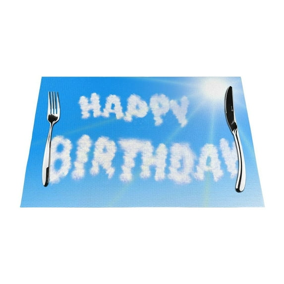 XMXY Woven Placemats Set of 6 PCS, Clouds Date of Birth Table Mats Washable Heat Resistant Placemats