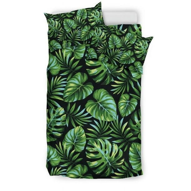 Juego de cama Pl013 con estampado de hojas de palmera
