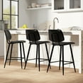thumbnail image 3 of Simpli Home Raya Contemporary 16 inch Counter Height Stool (Set of 2) in Black Vegan Faux Leather, 3 of 13