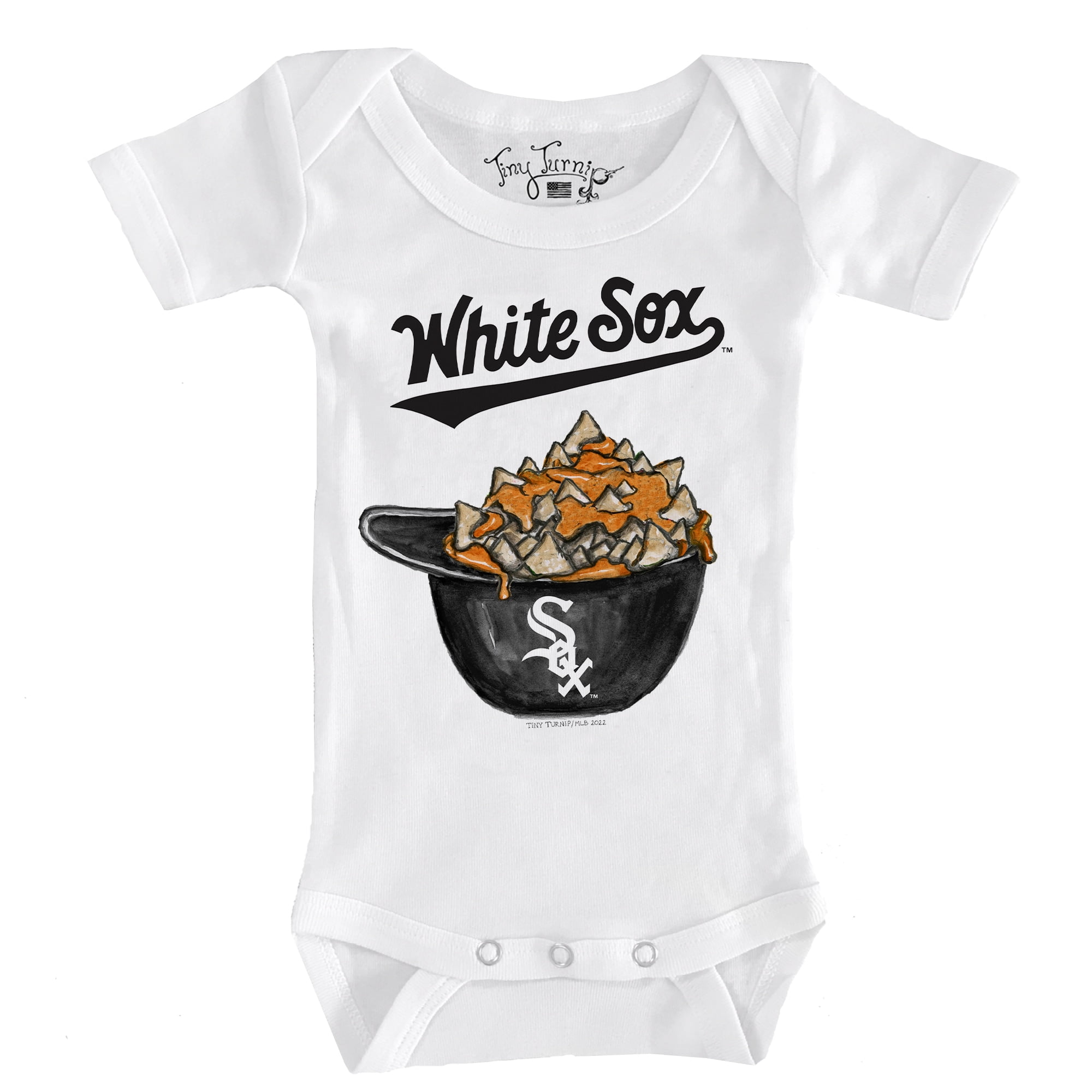 Infant Tiny Turnip White Chicago White Sox Nacho Helmet Bodysuit