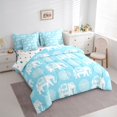 thumbnail image 3 of Feelyou Teens Elephant Bedding Comforter Set 7pcs, Damask Mandala Flower King Bedding Sets, 3 of 8