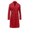 thumbnail image 5 of Women Elegant Notched Collar Double Breasted Wool Blend Over Coat Red XL, 5 of 5