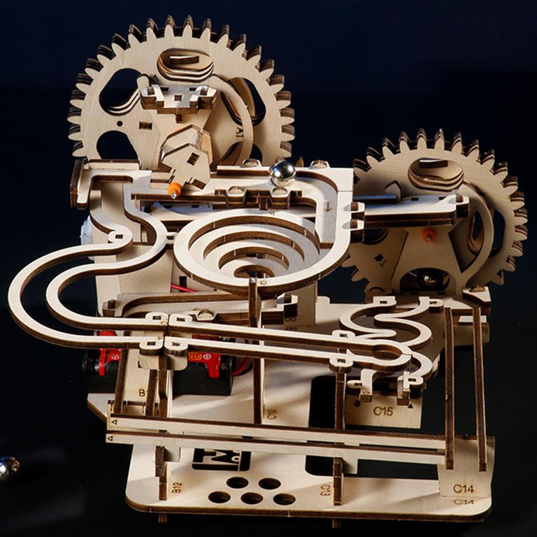 yotijay 3D Wooden Puzzle Creative Crafts Marble Run Mechanical