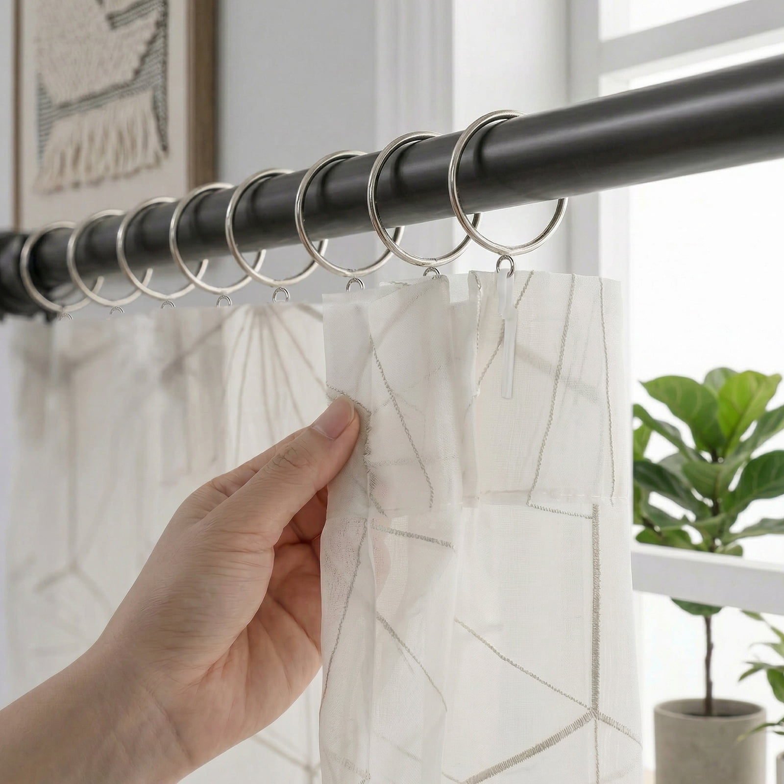 100Pcs Curtain Rings with Eyelets Heavy Duty Metal Drapery Ring 1.8 Inch I D Fits Rods up to 1.26 in Home Bathroom