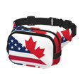 thumbnail image 2 of Zufioo USA Canada Flag Print Square Double Layer Waist Bag, Durable & Stylish Fanny Pack with Zippered Pockets and Adjustable Strap for Outdoor & Daily, 2 of 9