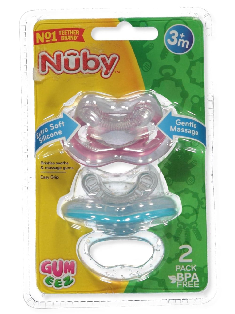 Nuby 2Pack EasyGrip Pacifiers pink, one size