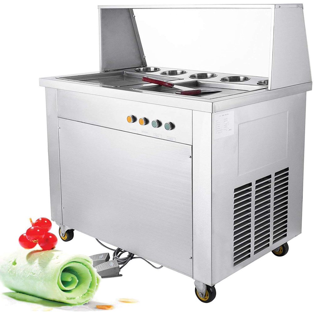 VEVOR Commercial Ice Cream Roll Maker 1060W Fried Ice Cream Machine 2 Square Pan 13.8"/35cm with