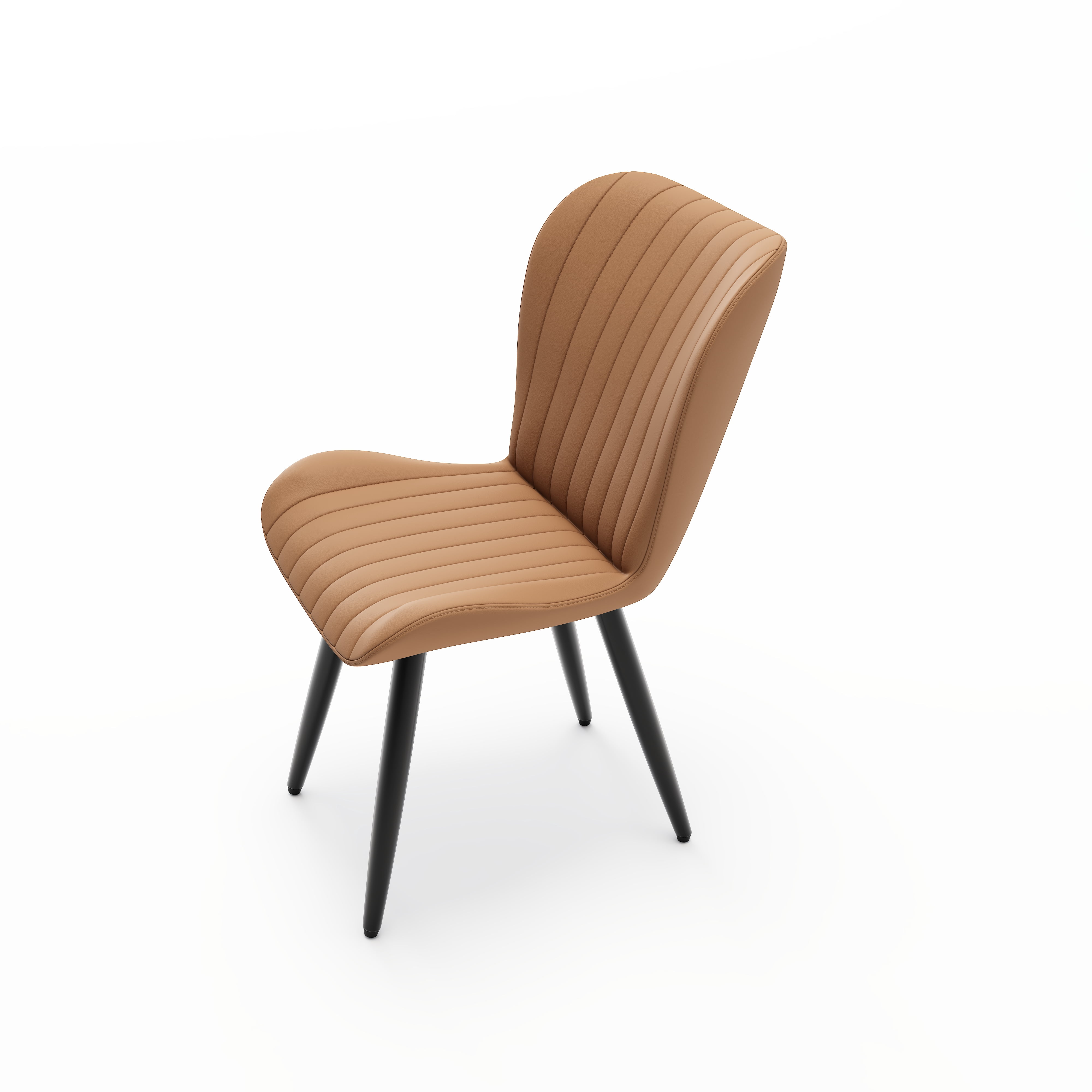 Noble House Modern PU Leather Dining Chairs with Metal Legs, Armless Padded Side Chairs, Kitchen, Brown, Set of 4