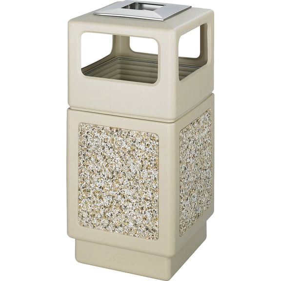 Safco Canmeleon Aggregate Panel 38 Gallon Trash Can with Ash Urn in Beige