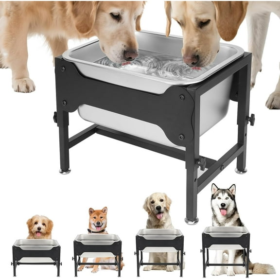 3 Gallon Elevated Dog Water Bowl for Large Extra Large Dogs Stainless Steel Dog Bowl with 4 Heights Adjustable Metal Anti-Slip Stand Pet Food Bowl for Joint Pressure Relief Indoor Outdoor Use