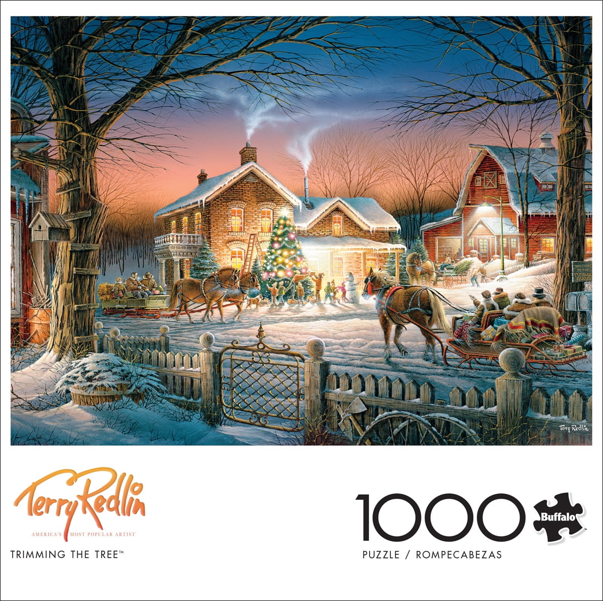 1000 piece Jigsaw PuzzleCHRISTMAS ON THE FARMHorse & Dog Winter Landscape 