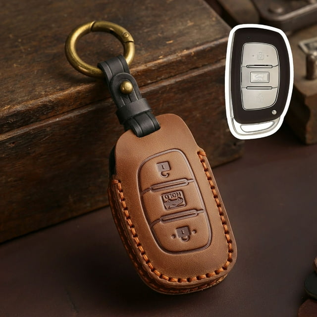 Car Key Fob Cover Case Protector For Hyundai Elantra朗动 IX35名图悦动瑞纳 Key Case Cover Leather