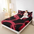 thumbnail image 4 of Homewish Red Black Graffiti Queen Sheet Sets,Modern Abstract Geometric Flat Sheet,Stripe Lines Circle Queen Fitted Sheet For Men Women,Ultra Soft Home Decor,4-Piece, 4 of 7