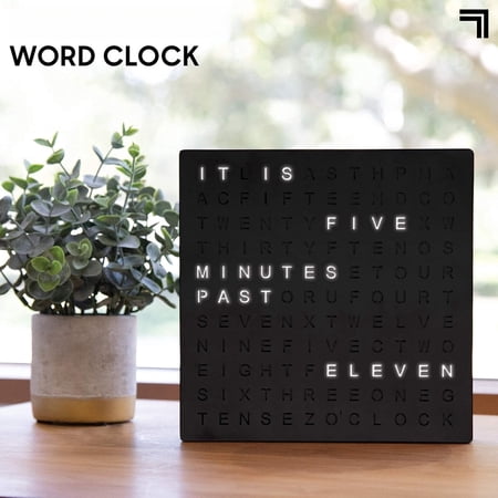 Rongyun LED Word Digital Clock, Light-Up Desk & Wall Clock, Modern Time Display, Shelf or Wall Decor for Home Office, Living Room, Kitchen & Bedroom, Housewarming Gift