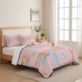 thumbnail image 5 of Quilts Full Size Bedding Set, Pink Coastal Beach Lightweight Quilted Comforter, Ocean Seaside Surfboards Starfish Soft Reversible Bedspread Coverlet with Pillow Covers for All Season, 78" x 90", 5 of 9