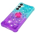 thumbnail image 4 of CCSmall Cute Case for Samsung Galaxy S24 FE (Not S24) with Kickstand for Women, Liquid Glitter Sparkle Bling Phone Case Gradient Floating Quicksand Cover for Samsung Galaxy S24 FE JB Bluish Violet, 4 of 7
