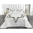 thumbnail image 2 of Ambesonne Antlers Quilted Coverlet 3 Pcs, Deer Skull Skeleton, King Size, Warm Taupe Pale Grey, 2 of 4