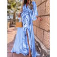 thumbnail image 2 of xiaxaixu Robe Décontractée pour Femmes, Imprimé Floral d'Été, Coupe Ample, Col en V, Boutons, Fente Haute, Longue Robe de Plage, 2 of 6
