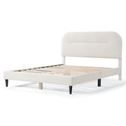 Bowery Hill Modern Boucle Fabric Mattress Ready Queen Bed in White