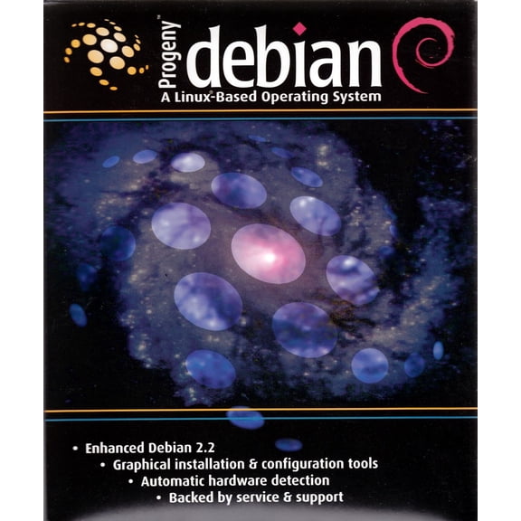 Progeny DEBIAN Linux 4 CD's   400 Page User Guide Book (Enhanced Debian 2.2)