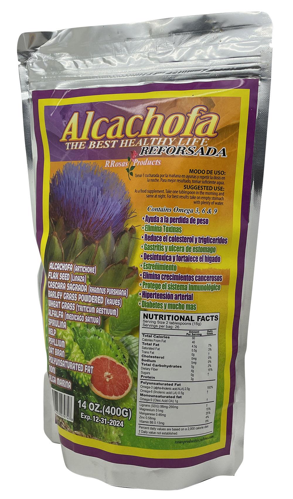 Alcachofa Reforsada Powder the Best Healthy Life 14 Oz Artichoke & Much More Ingredients - image 1 of 1
