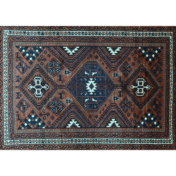 Ahgly Company Indoor Rectangle Persian Light Blue Traditional Area Rugs, 5' x 7'