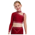 thumbnail image 3 of Doomiva Lyrical Dance Outfits for Girls Crop Top with Irregular Mesh Skirt 2PCS Latin Jazz Dancewear Gymnastic Suit Burgundy 6, 3 of 5