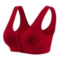 thumbnail image 5 of IQOGKRN Women Front Button Closure Wireless Lace Bra Wide Strap Full Coverage Comfort Sleep Bralette Wirefree Support Soft Everyday Bra Red 4XL, 5 of 5