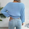thumbnail image 6 of GBSYEWXS Sweaters For Women Blue Crew Neck Long Sleeve Solid Color Base Pullover Sweater, 6 of 8