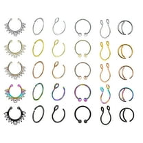 DESIGNICE Fake Septum Nose Hoop Rings, Stainless Steel, "Nose" Non Piercing, 30Pcs