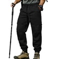 thumbnail image 3 of Men's Slim Fit Cargo Workwear Pants, Straight Leg Drawstring Elastic Waist Multi Pockets Casual Trousers Joggers, Quick Dry Breathable Lightweight Stretchy, Outdoor Hiking Gym, 3 of 9