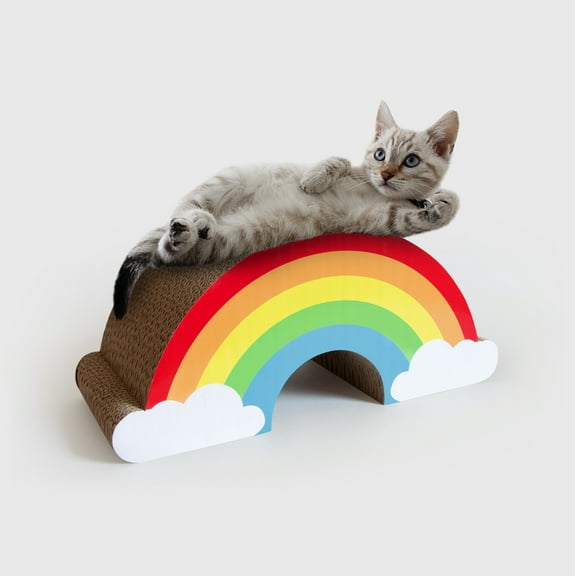 Suck UK | Cat Scratcher Rainbow | Cardboard Cat Scratch Pad | Cat Supplies | Rainbow