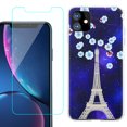 thumbnail image 1 of For Apple iPhone 11 Case , Slim-Fit TPU Protective Phone Case with Tempered Glass Screen Protector, by OneToughShield ® - Eiffel Tower Stars, 1 of 3
