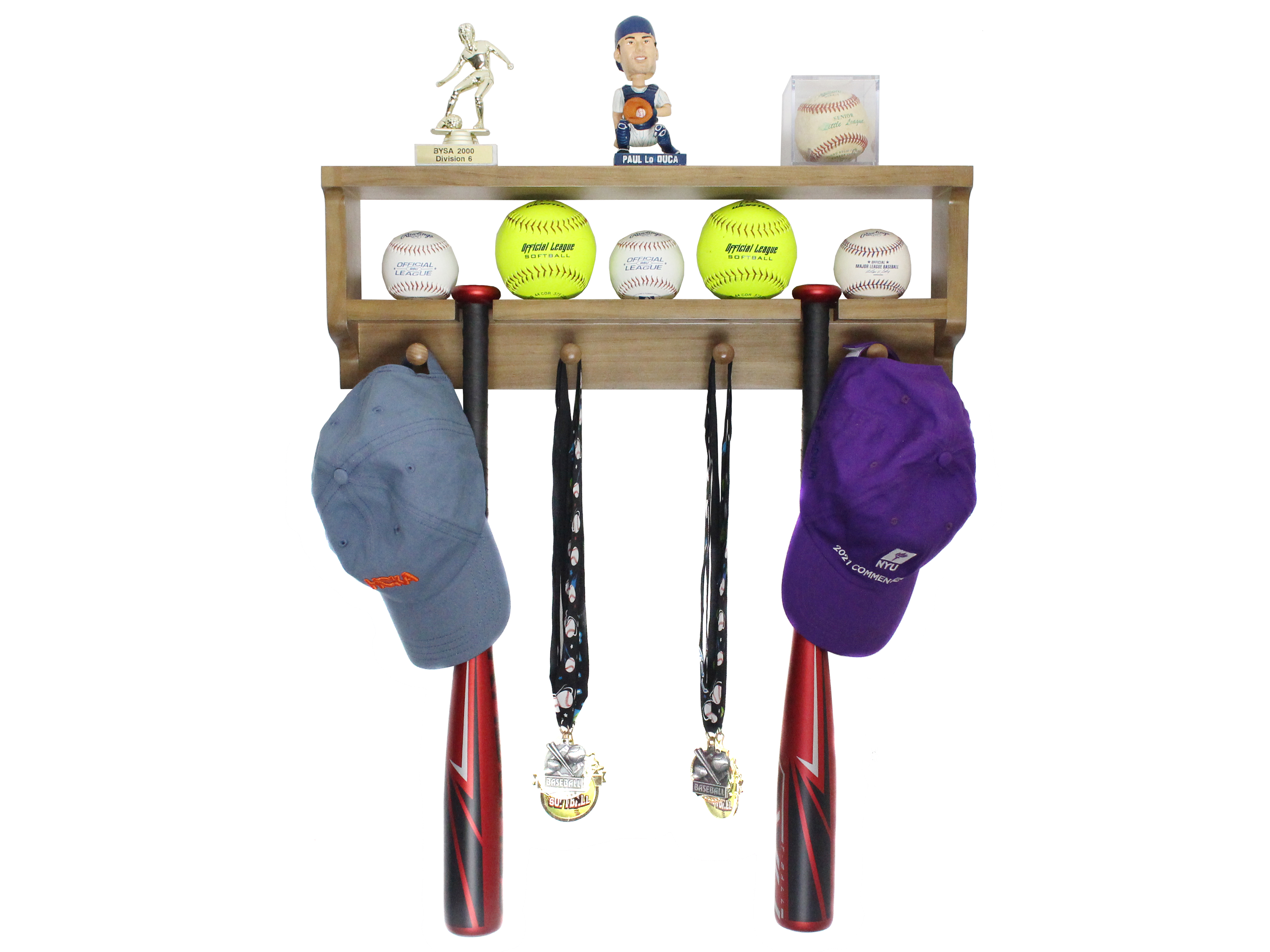 MedalAwardsRack Premier Baseball and Softball All in 1 Trophy Shelf