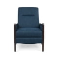 thumbnail image 5 of Noble House Roski Navy Blue Upholstered Recliner with Dark Walnut Frame, 5 of 8