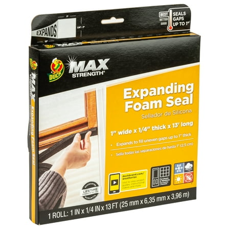 Duck Max Strength Expanding Foam Seal for Door and Windows, 1 in. x .25 in. x 13 ft.