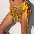 thumbnail image 5 of Sequined Fringed Waist Chain Belly Dance Chain Lace-up Waist Scarf Sequined Fringed Skirt, 5 of 7