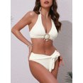 thumbnail image 2 of DARING DIVA Women's 2 Piece O Ring Seashell Ribbed Bikini Sets S Cream, 2 of 6